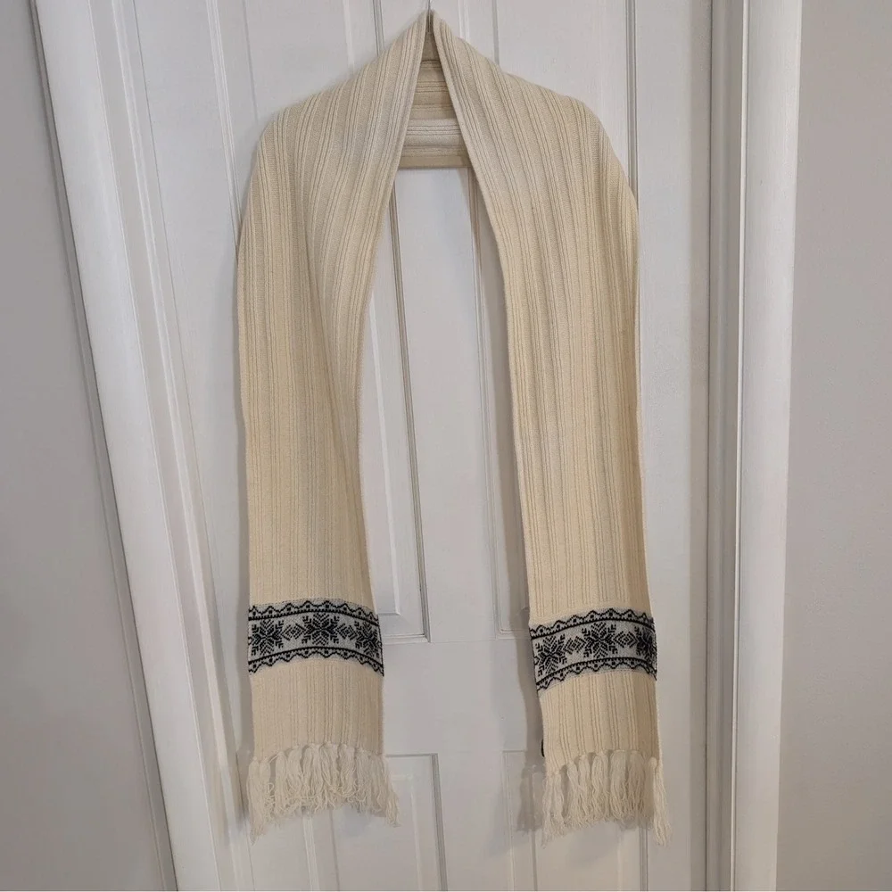 Eddie Bauer Unisex Knit Winter‎ Scarf Wool Angora Blend Fringe Long Cozy 43x9